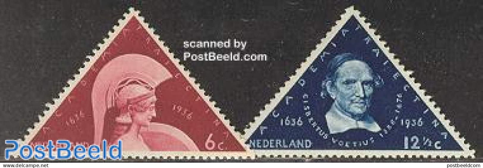 Netherlands 1936 University Of Utrecht 2v, Mint NH, Religion - Science - Greek & Roman Gods - Education - Triangle Sta.. - Unused Stamps
