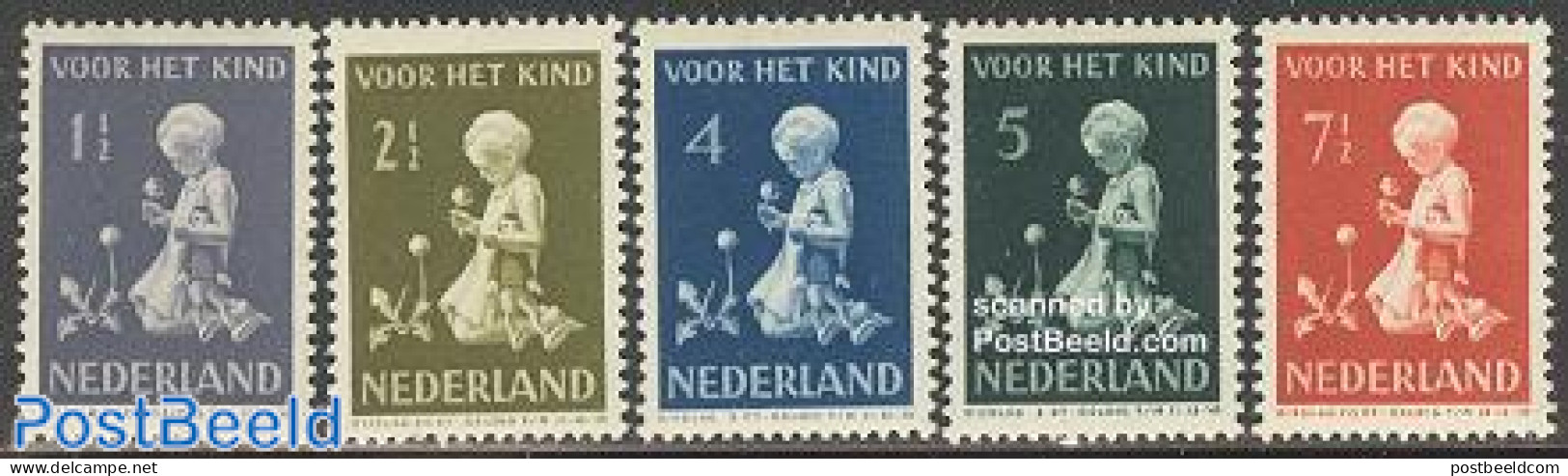 Netherlands 1940 Child Welfare 5v, Mint NH, Nature - Flowers & Plants - Ongebruikt