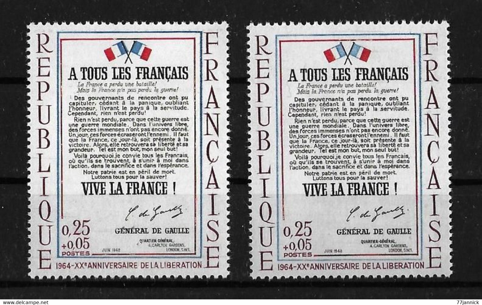 N° 1408 + 1408b ( Drapeau Bleu Très Clair)  NEUF** - Unused Stamps