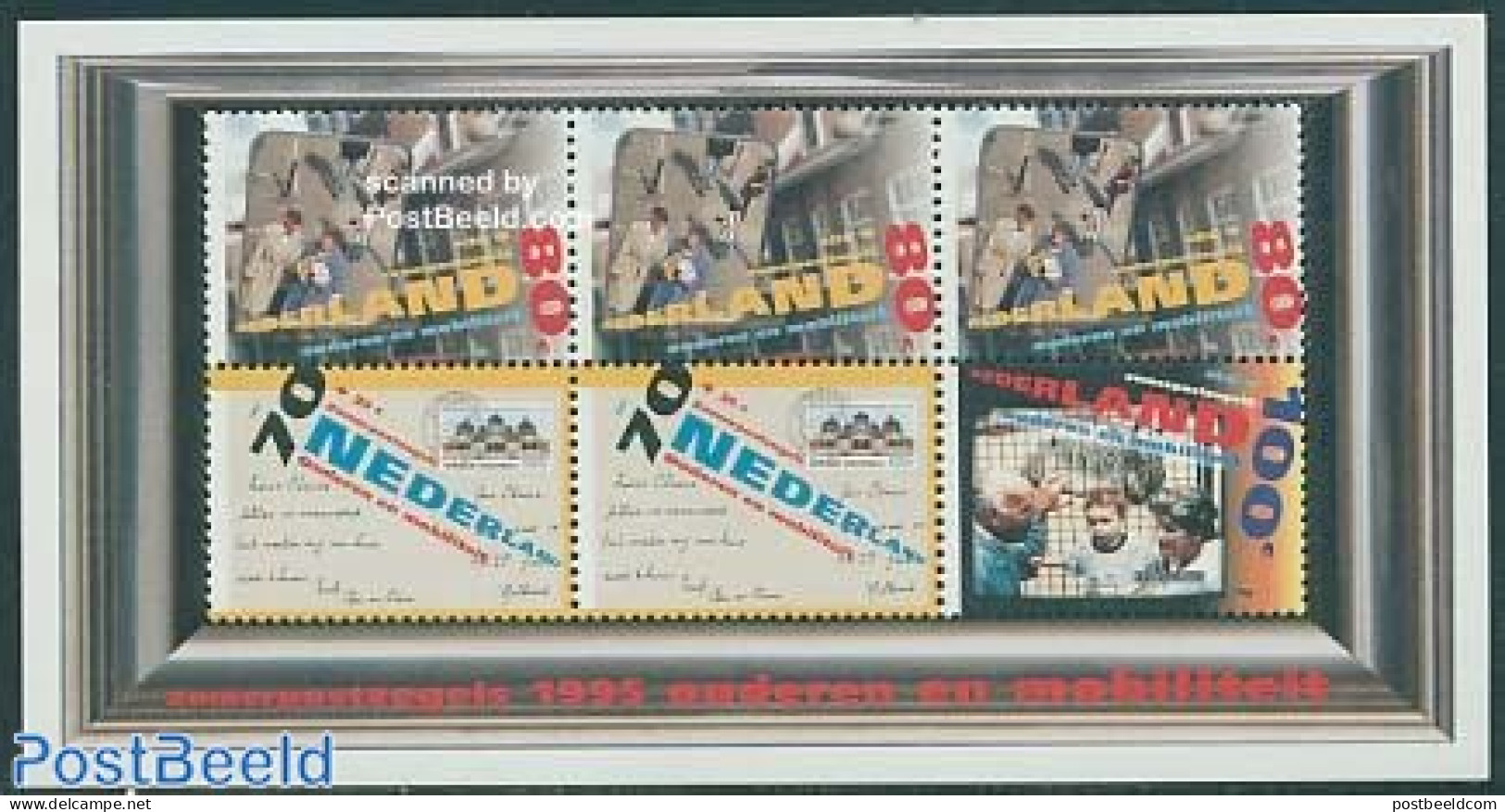Netherlands 1995 Summer, Senior People S/s, Mint NH, Nature - Animals (others & Mixed) - Zebra - Stamps On Stamps - Ar.. - Ungebraucht