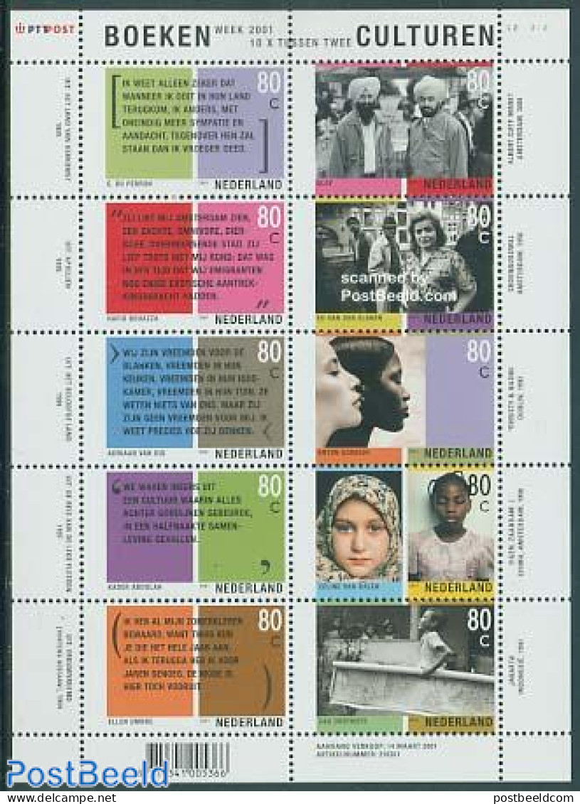 Netherlands 2001 Meeting Between Cultures 10v M/s, Mint NH, History - Anti Racism - Art - Authors - Nuovi