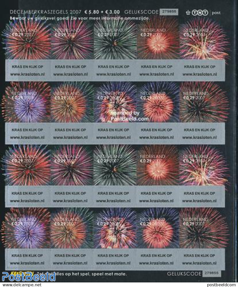 Netherlands 2007 Christmas Lottery Stamps M/s (2x10v), Mint NH, Religion - Christmas - Art - Fireworks - Ungebraucht