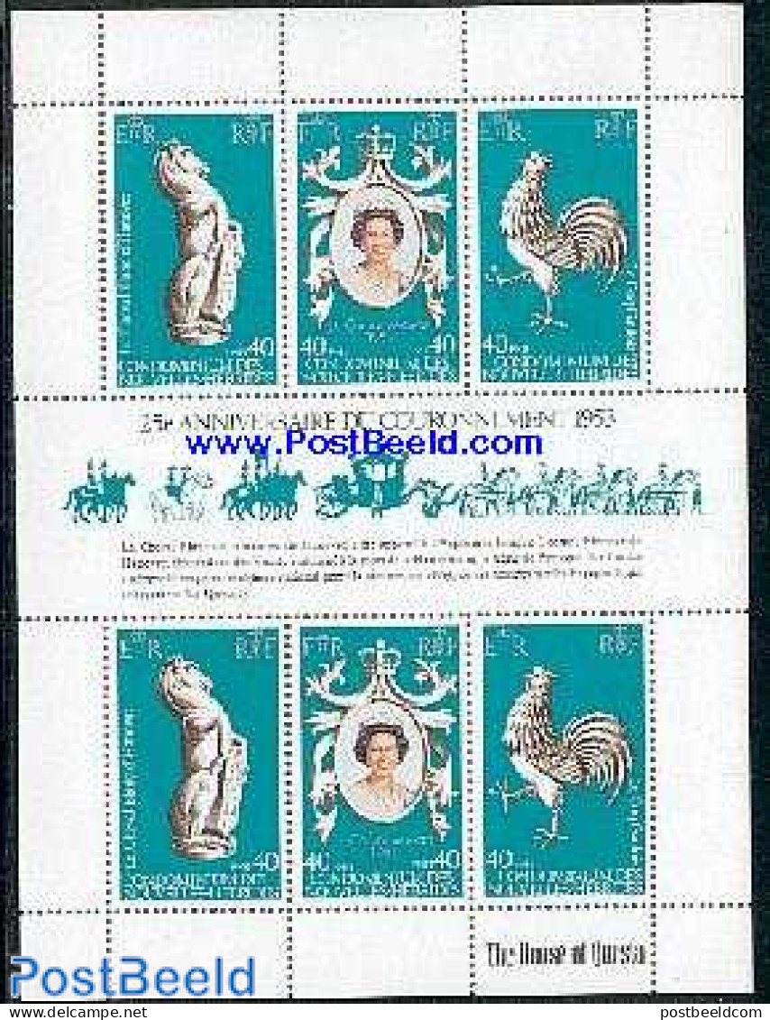 New Hebrides 1978 Silver Coronation S/s F, Mint NH, History - Nature - Kings & Queens (Royalty) - Poultry - Nuovi