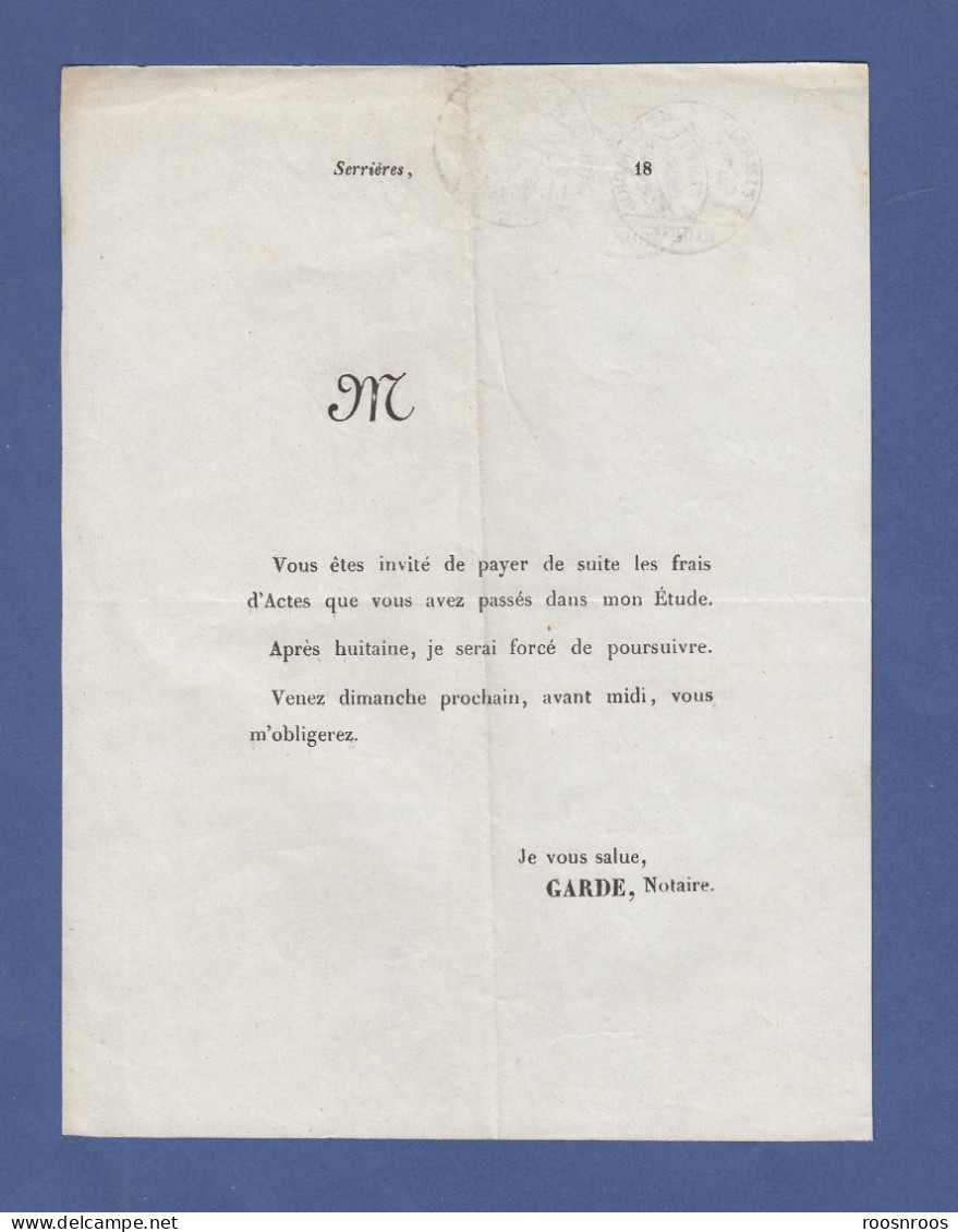 PAPIER TIMBRE VIERGE 2EME REPUBLIQUE - RHONE - AVIS NOTARIAL DES SOMMES A PAYER - 1848 - TIMBRE A L'EXTRAORDINAIRE - Briefe U. Dokumente