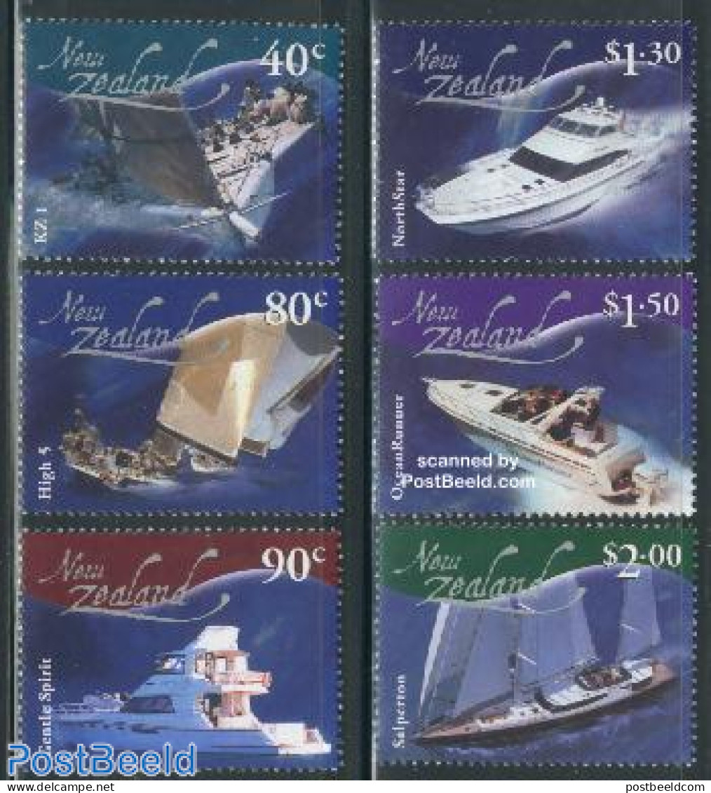 New Zealand 2002 Leading The Waves 6v, Mint NH, Transport - Ships And Boats - Neufs