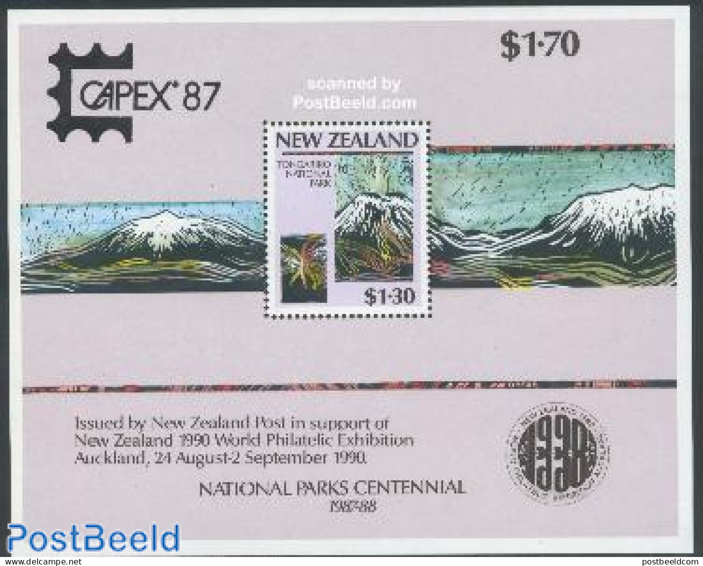 New Zealand 1987 Capex, National Park S/s, Mint NH, History - Geology - Philately - Ongebruikt