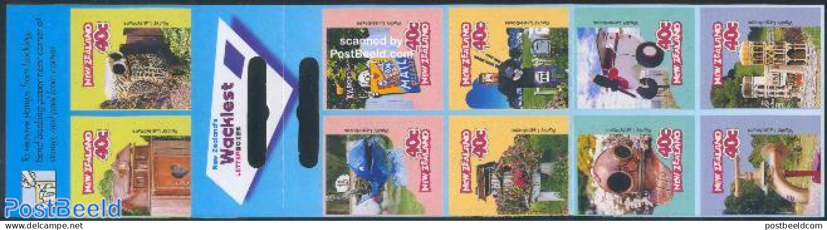 New Zealand 1997 Wacky Letterboxes 10v In Booklet, Mint NH, Nature - Performance Art - Sport - Transport - Owls - Sea .. - Nuevos