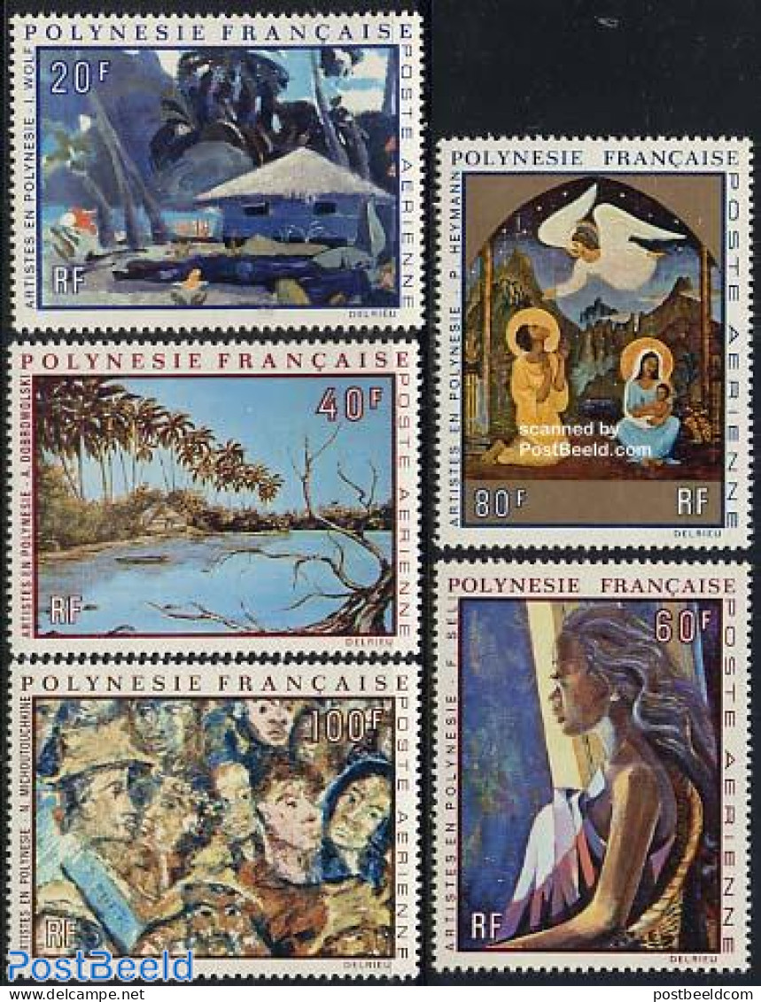 French Polynesia 1971 Paintings 5v, Mint NH, Religion - Angels - Art - Modern Art (1850-present) - Nuevos