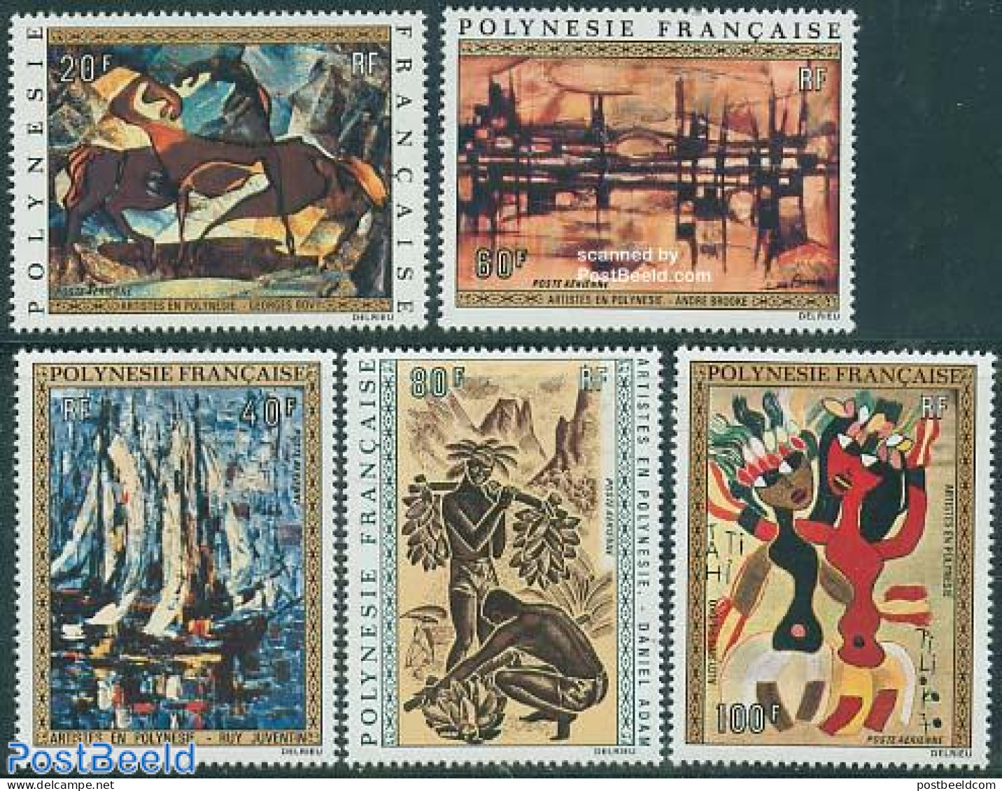 French Polynesia 1972 Paintings 5v, Mint NH, Transport - Ships And Boats - Art - Modern Art (1850-present) - Paintings - Ungebraucht