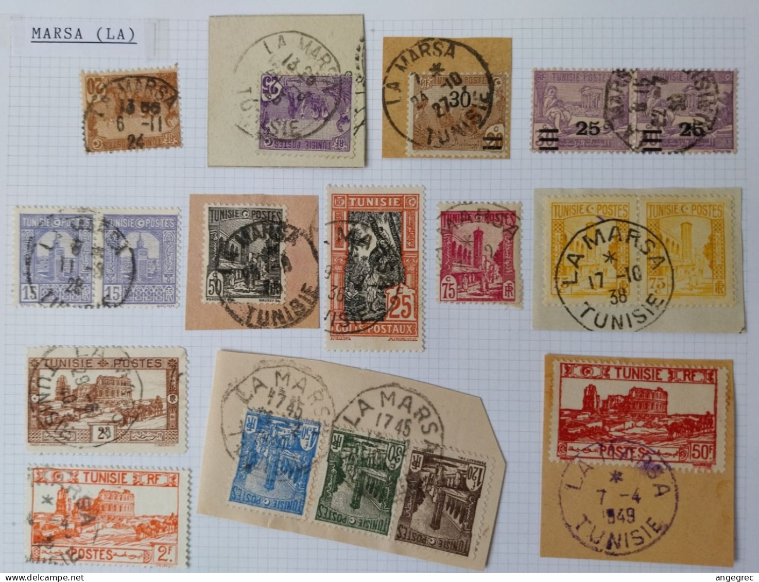 Tunisie Lot Timbre Oblitération Choisies Marsa (La)   Dont  Fragment    à Voir - Used Stamps