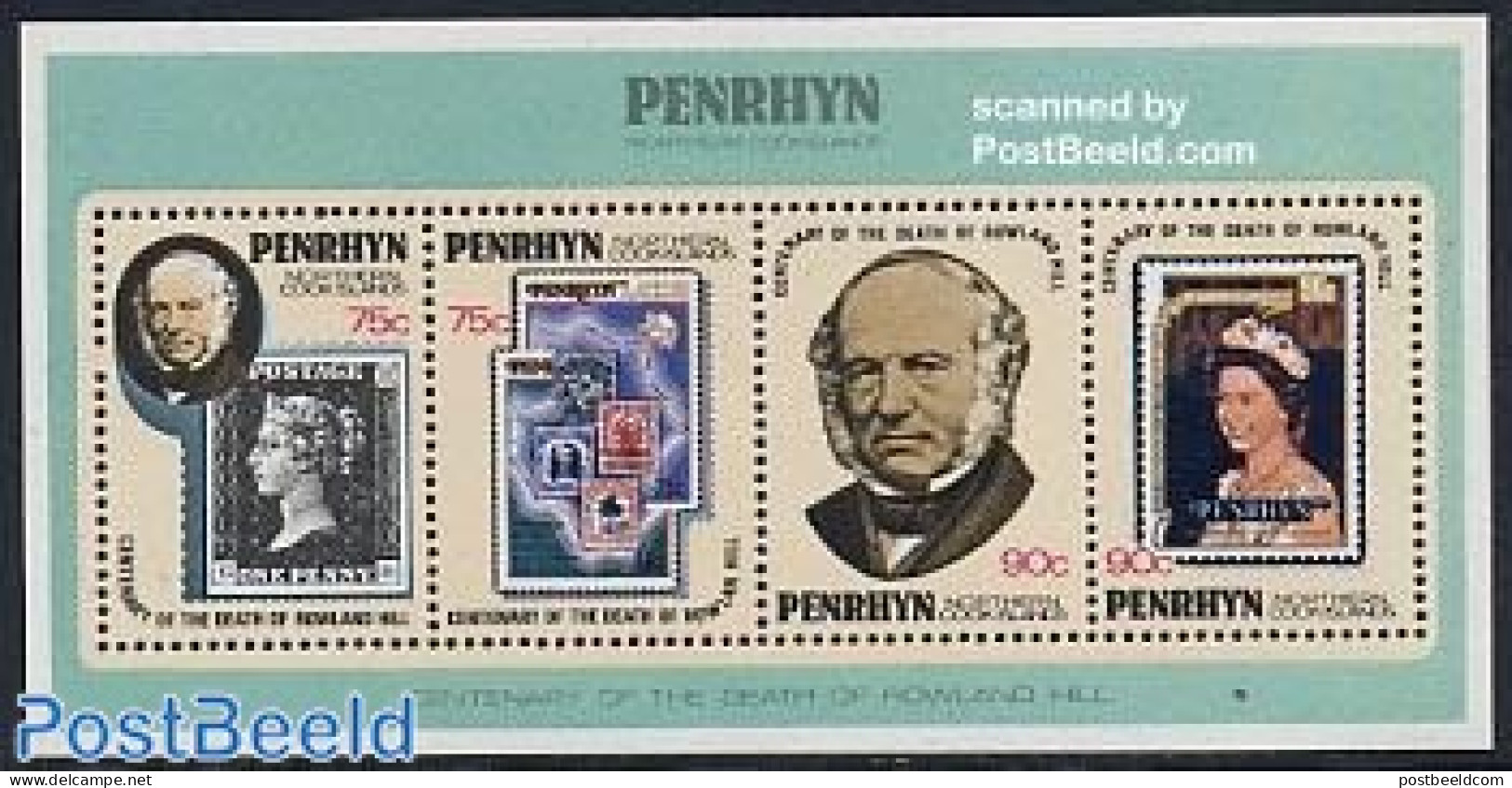 Penrhyn 1979 Sir Rowland Hill S/s, Mint NH, Sir Rowland Hill - Stamps On Stamps - Rowland Hill