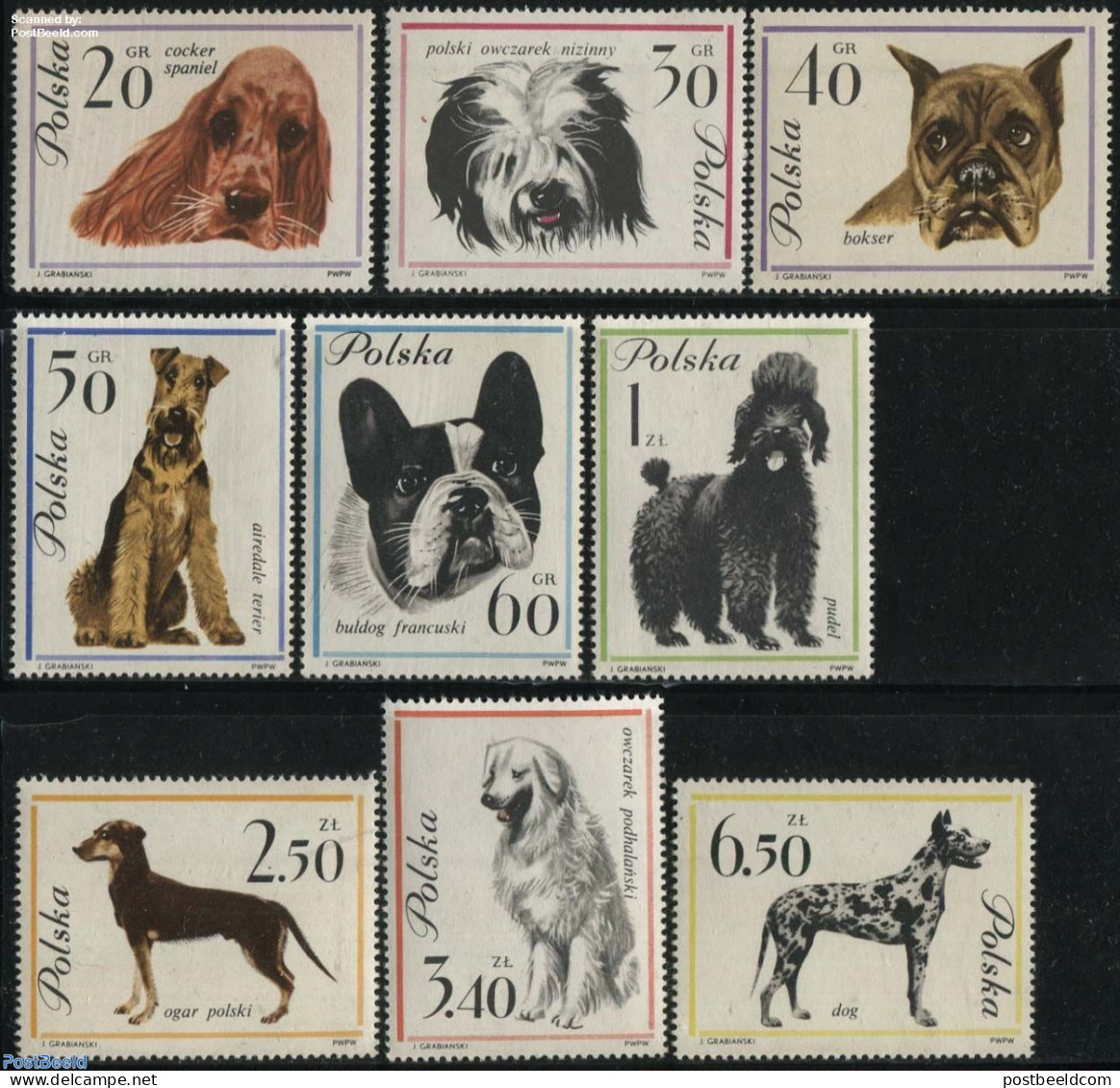 Poland 1963 Dogs 9v, Mint NH, Nature - Dogs - Unused Stamps