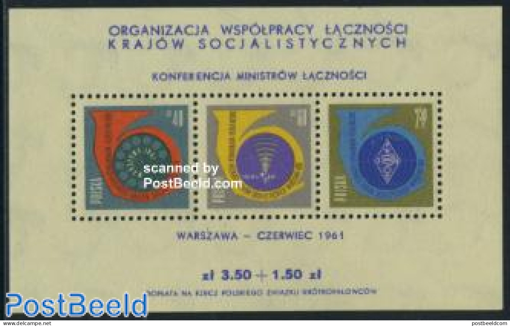 Poland 1961 Postal Ministers Conference S/s, Mint NH, History - Europa Hang-on Issues - Post - Ungebraucht