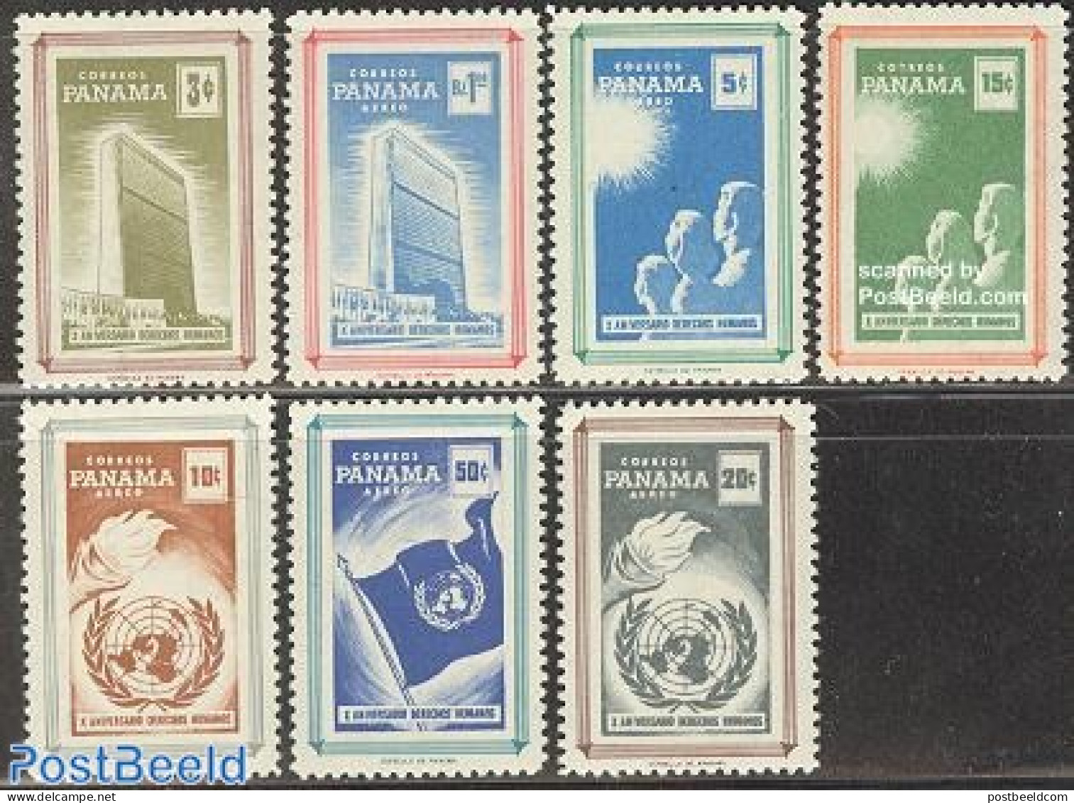 Panama 1959 Human Rights 7v, Mint NH, History - Human Rights - United Nations - Panama