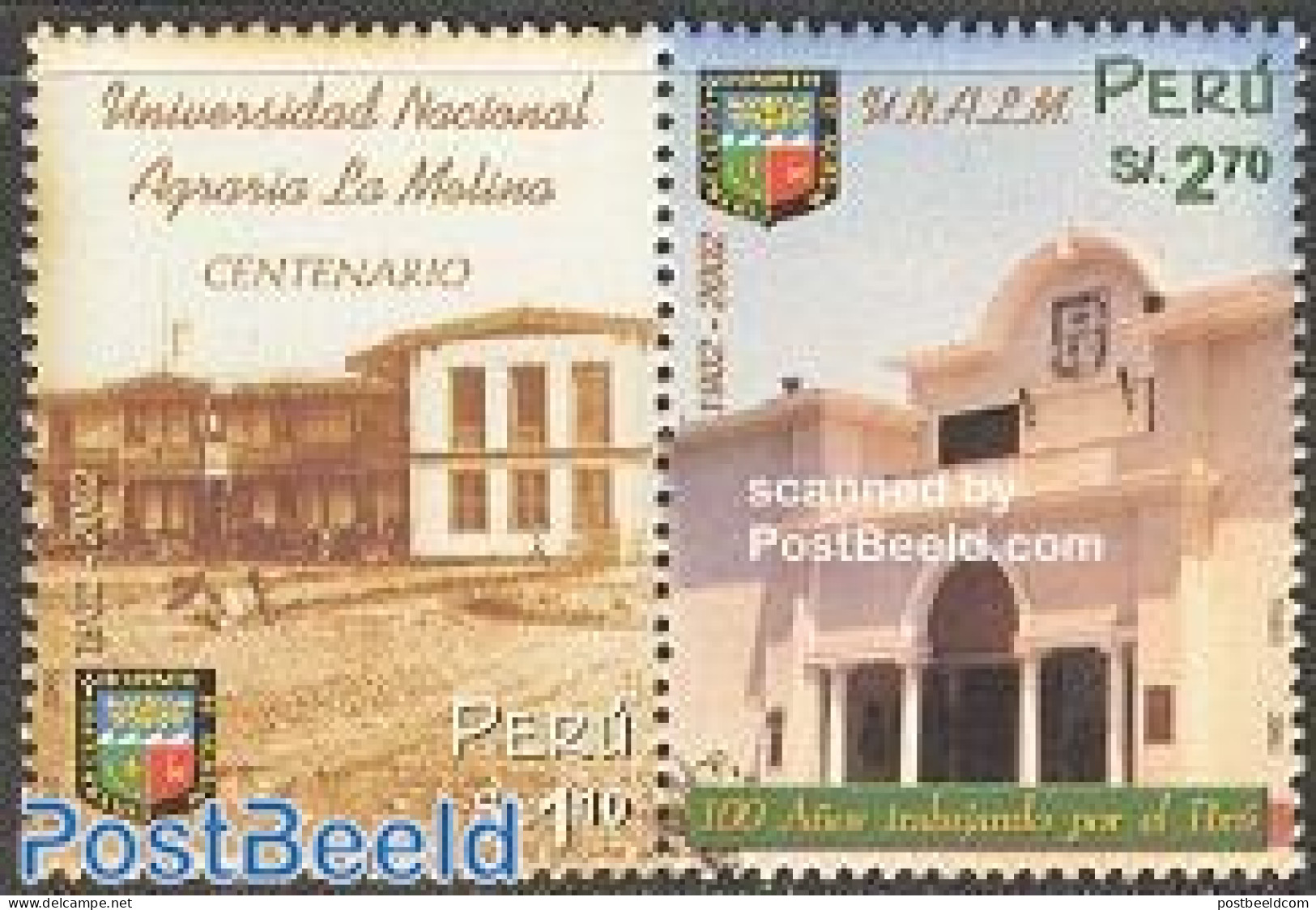 Peru 2002 Agricultural University 2v [:], Mint NH, Science - Various - Education - Agriculture - Art - Architecture - Agriculture