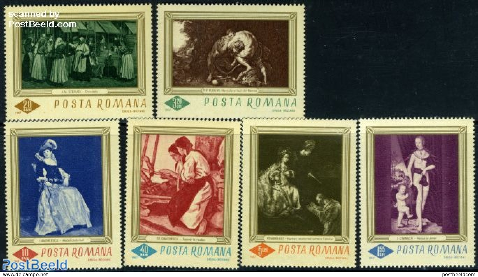 Romania 1967 Paintings 6v, Mint NH, History - Nature - Various - Netherlands & Dutch - Cat Family - Street Life - Art .. - Unused Stamps
