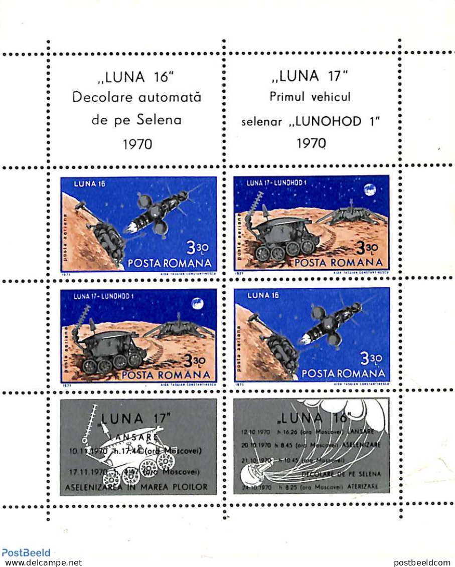 Romania 1971 Luna 16 & 17 S/s, Mint NH, Transport - Space Exploration - Neufs