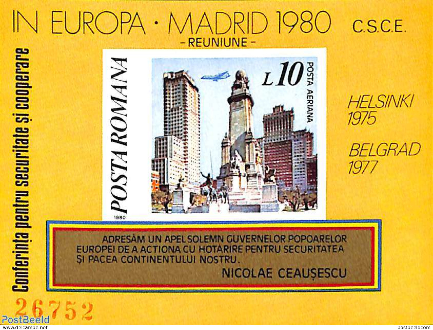 Romania 1980 European Safety Conference S/s, Mint NH, History - Transport - Europa Hang-on Issues - Aircraft & Aviatio.. - Nuovi