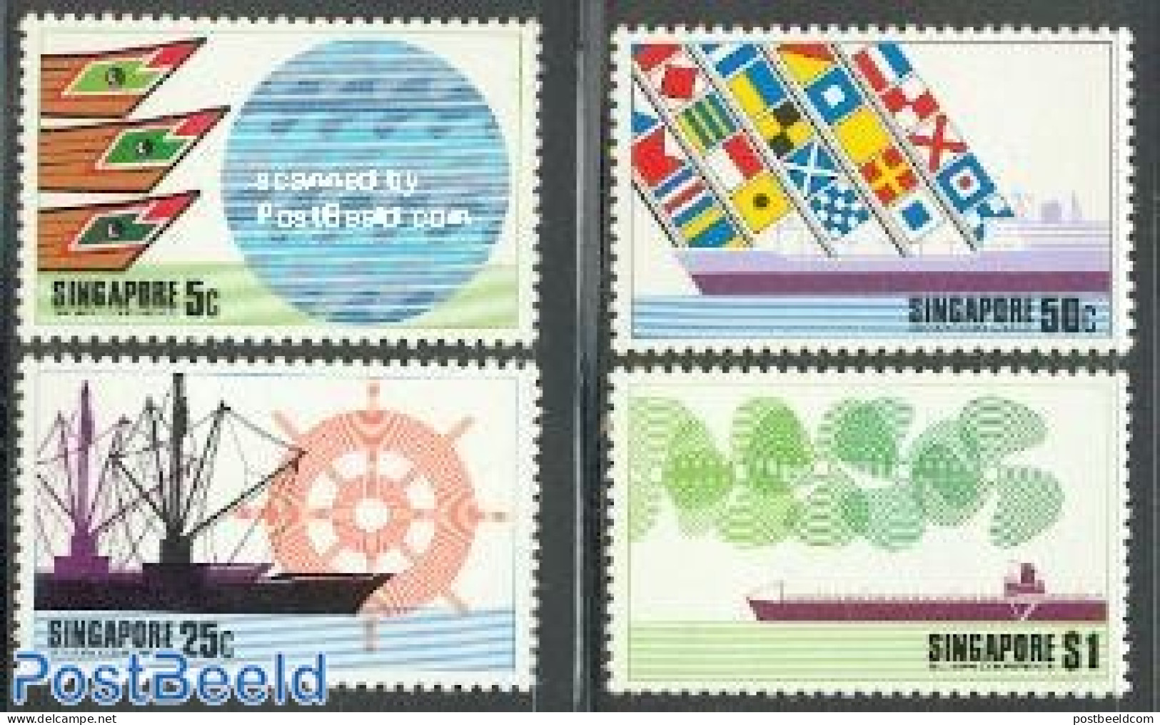 Singapore 1975 Harbour Conference 4v, Mint NH, History - Transport - Flags - Ships And Boats - Ships