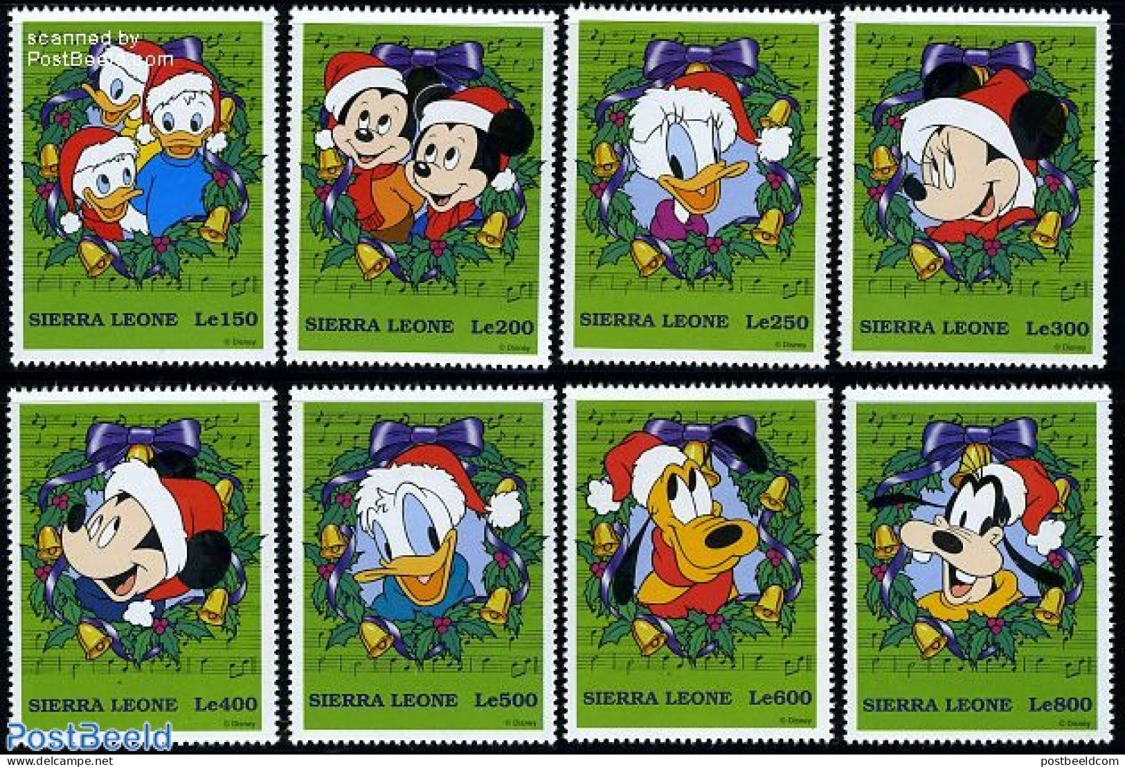 Sierra Leone 1997 Christmas, Disney 8v, Mint NH, Religion - Christmas - Art - Disney - Christmas