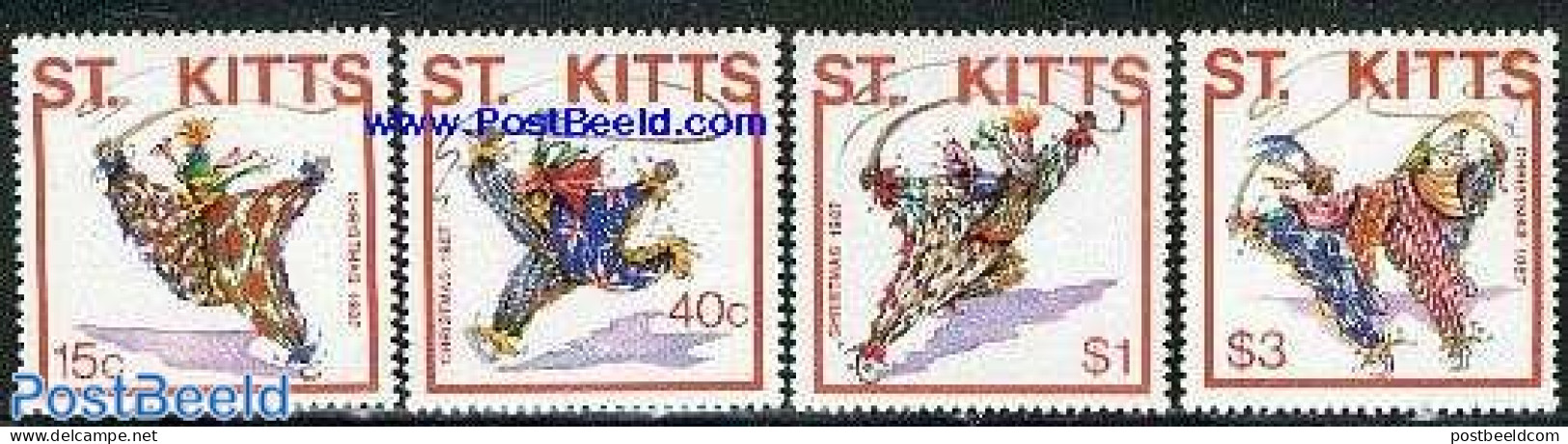 Saint Kitts/Nevis 1987 Christmas 4v, Mint NH, Religion - Various - Christmas - Folklore - Weihnachten