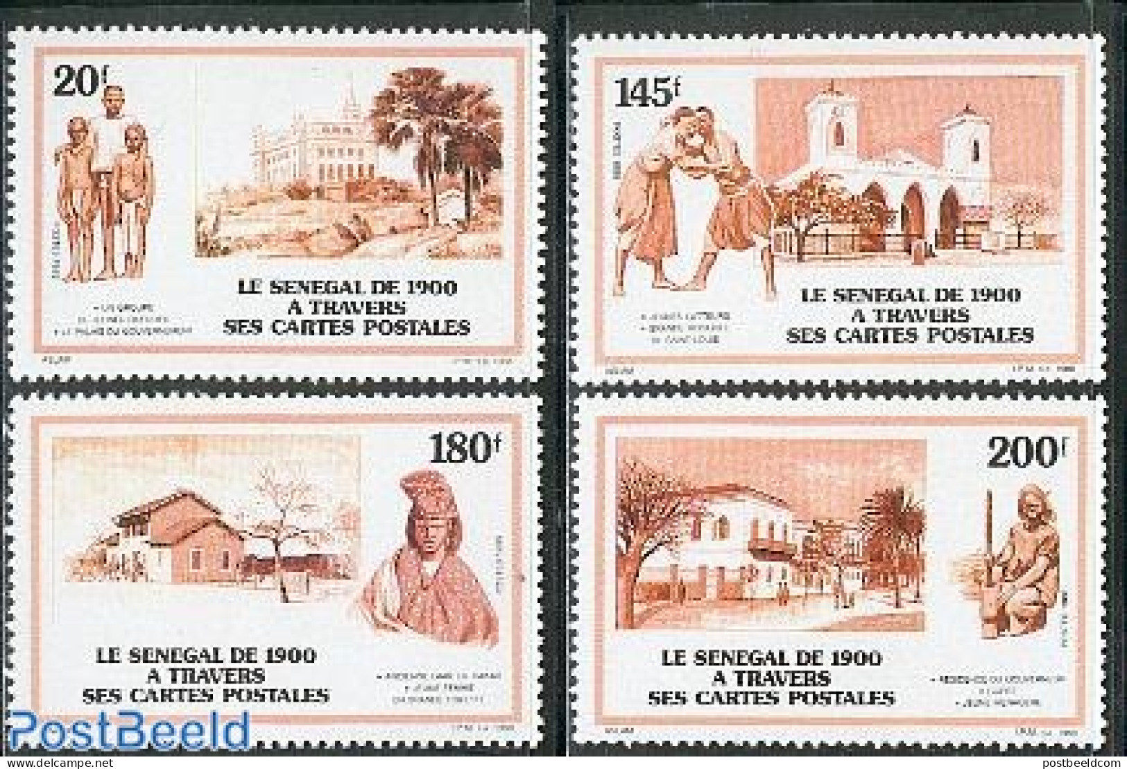 Senegal 1988 Old Senegal 4v, Mint NH, Religion - Churches, Temples, Mosques, Synagogues - Eglises Et Cathédrales