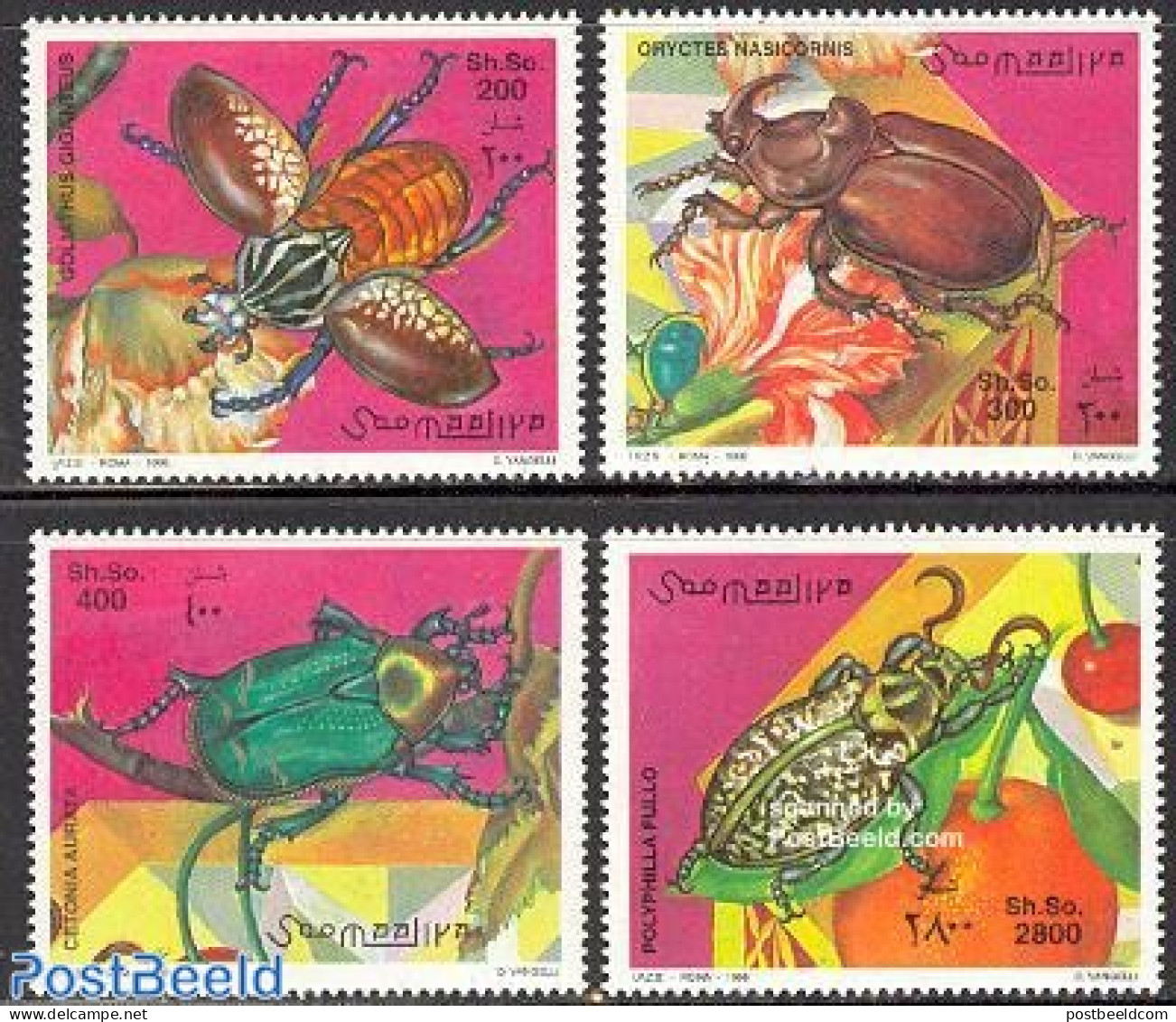 Somalia 1998 Beetles 4v, Mint NH, Nature - Insects - Somalie (1960-...)