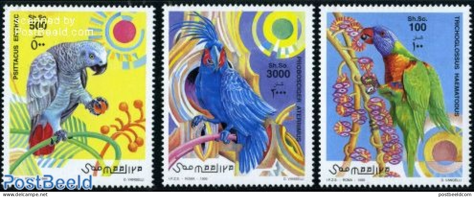 Somalia 1999 Parrots 3v, Mint NH, Nature - Birds - Parrots - Somalië (1960-...)