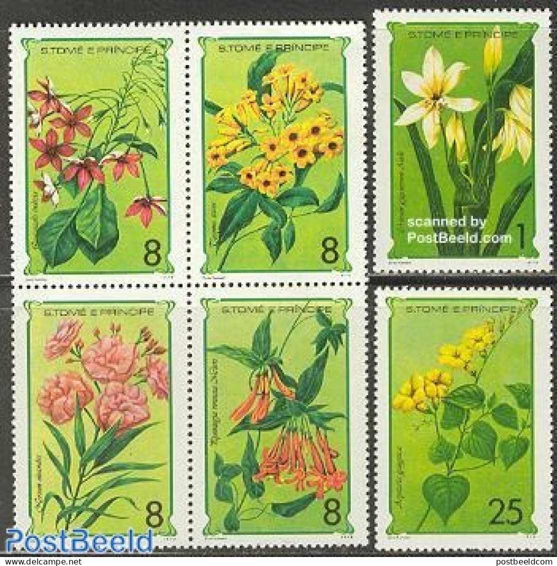 Sao Tome/Principe 1979 Flowers 6v (2v+[+]), Mint NH, Nature - Flowers & Plants - Sao Tome En Principe