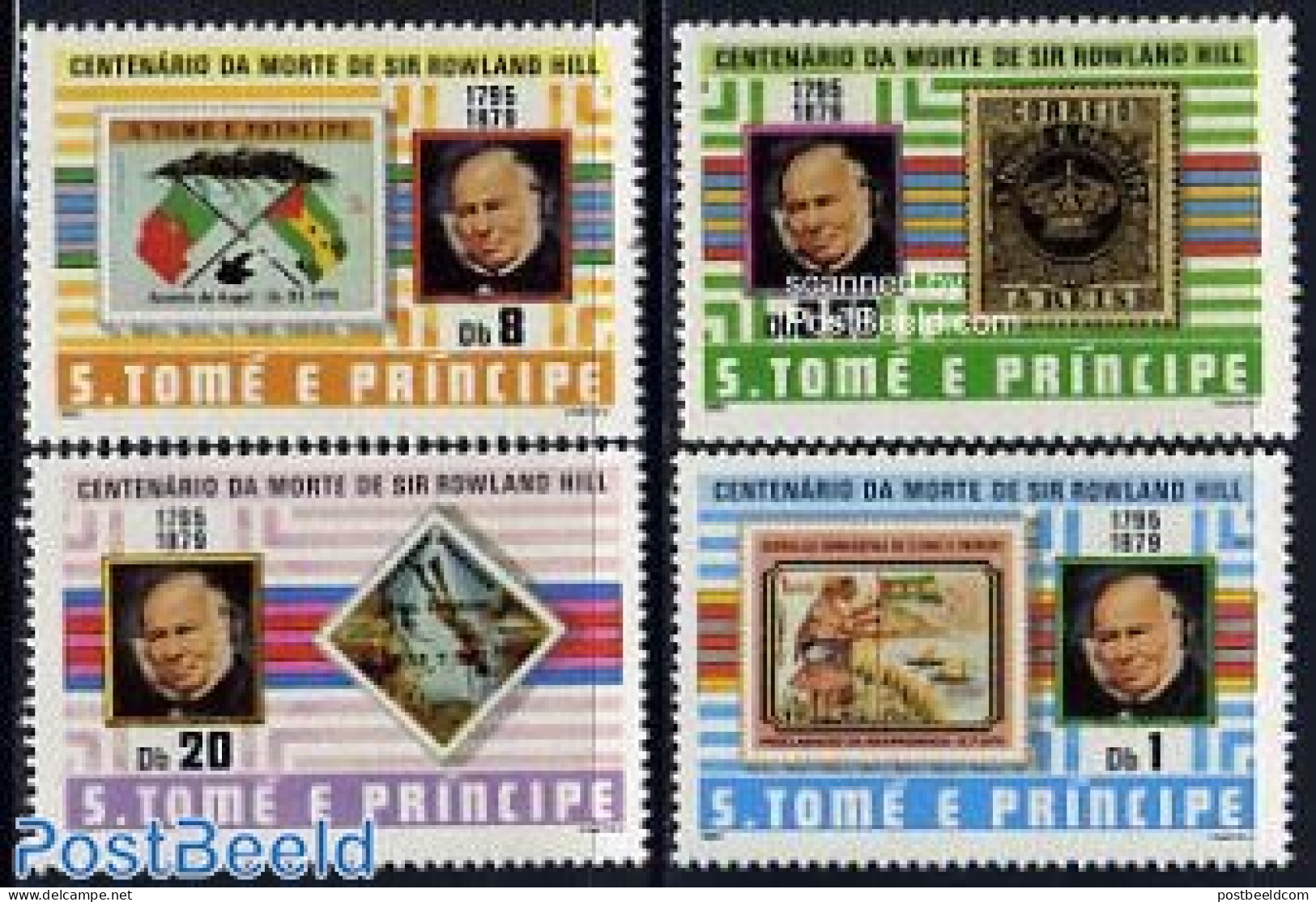 Sao Tome/Principe 1980 Sir Rowland Hill 4v, Mint NH, Sport - Transport - Diving - Sir Rowland Hill - Stamps On Stamps .. - Plongée