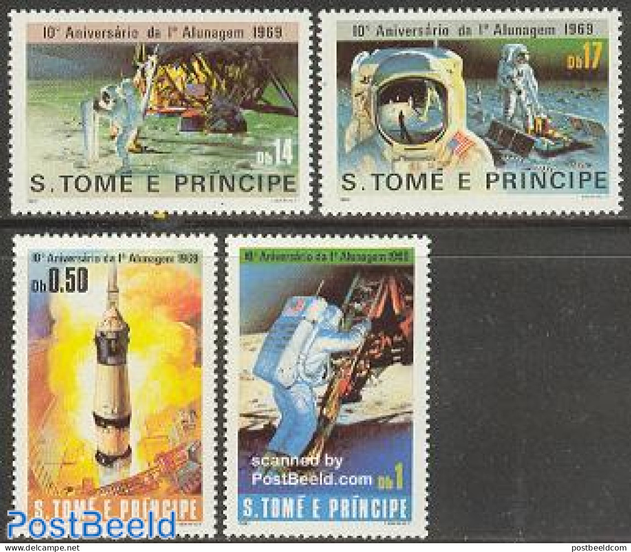 Sao Tome/Principe 1980 Moonlanding 4v, Mint NH, Transport - Space Exploration - São Tomé Und Príncipe
