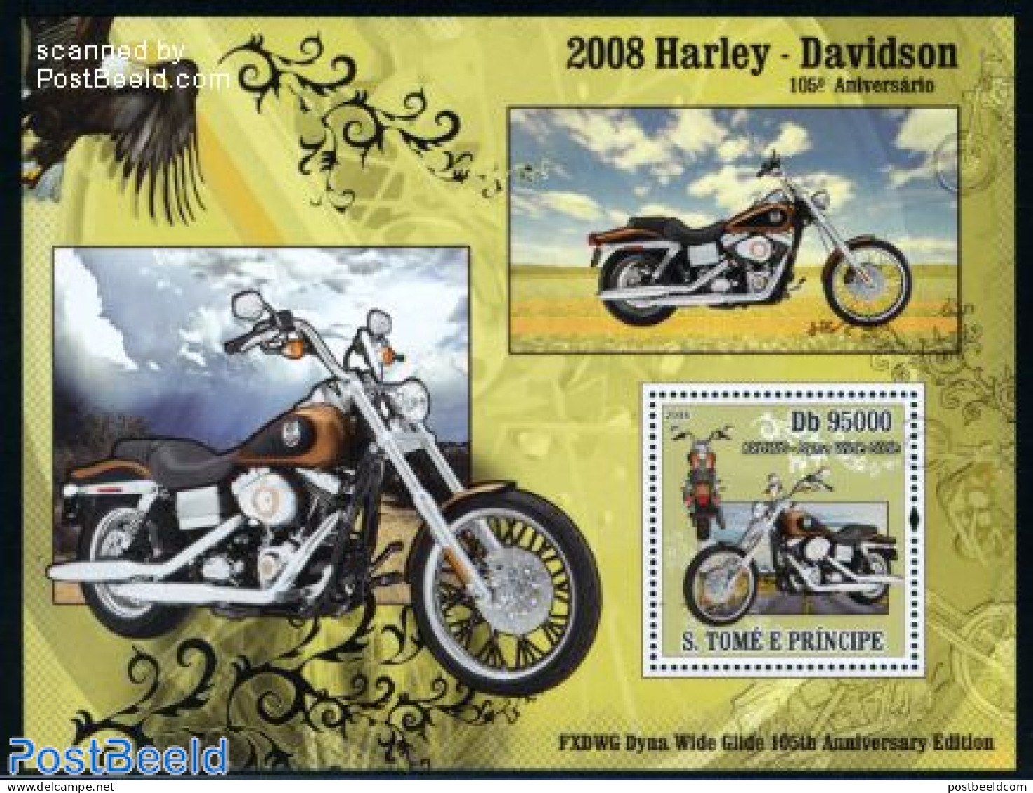 Sao Tome/Principe 2008 Harley Davidson S/s, Mint NH, Transport - Motorcycles - Motorbikes