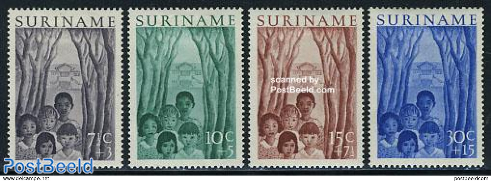 Suriname, Colony 1954 Youth Welfare 4v, Mint NH, Nature - Trees & Forests - Rotary, Club Leones
