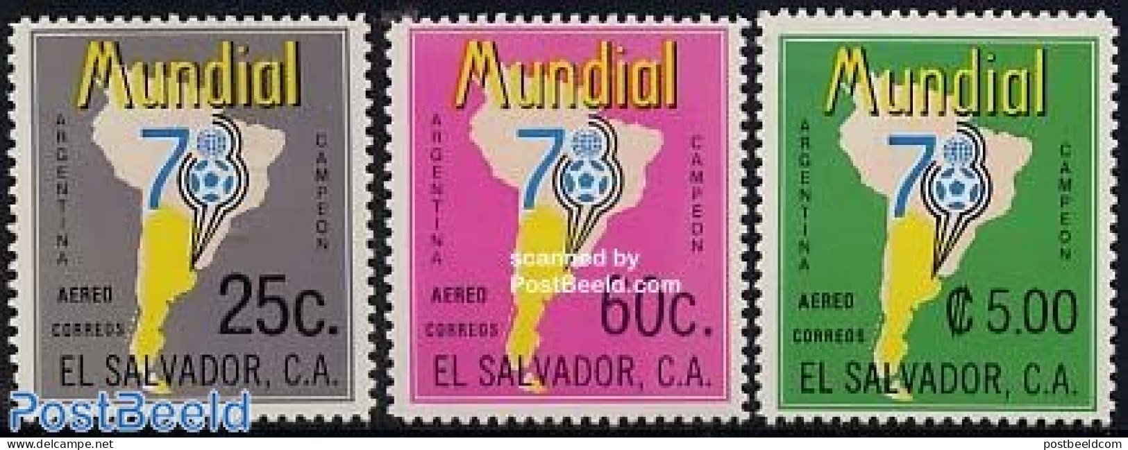 El Salvador 1978 Football Games 3v, Mint NH, Sport - Football - Salvador