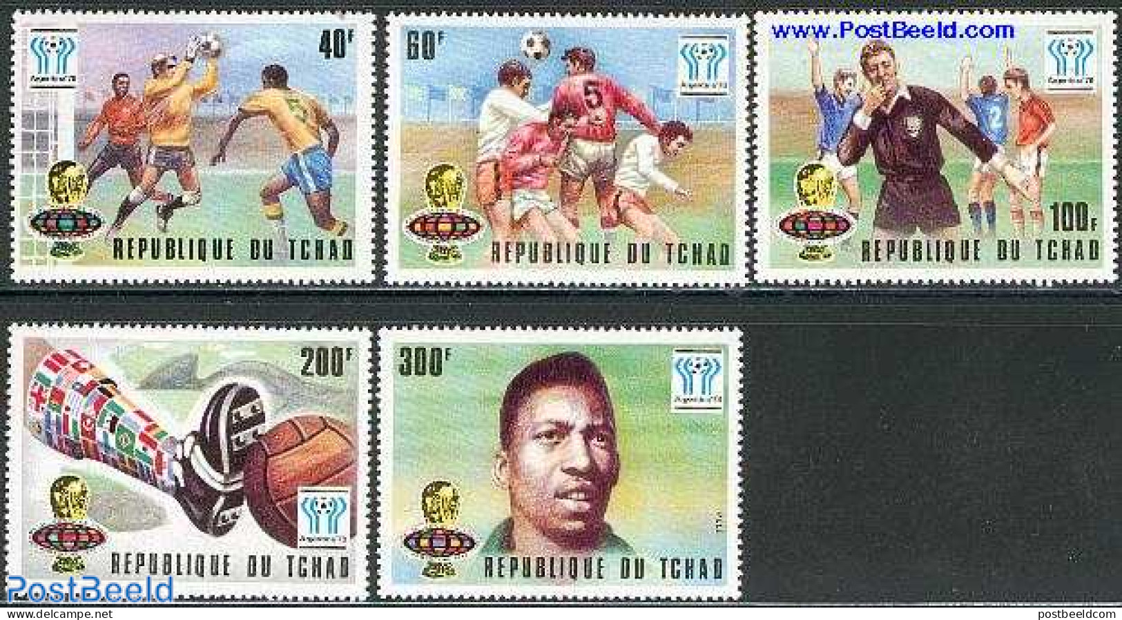 Chad 1977 Football Games 5v, Mint NH, Sport - Football - Other & Unclassified