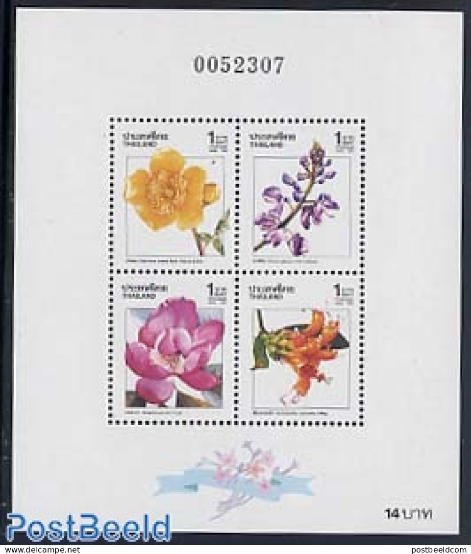 Thailand 1989 Flowers S/s, Mint NH, Nature - Various - Flowers & Plants - New Year - Neujahr