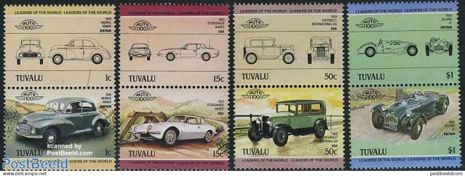 Tuvalu 1984 Automobiles 4x2v [:], Mint NH, Transport - Automobiles - Coches