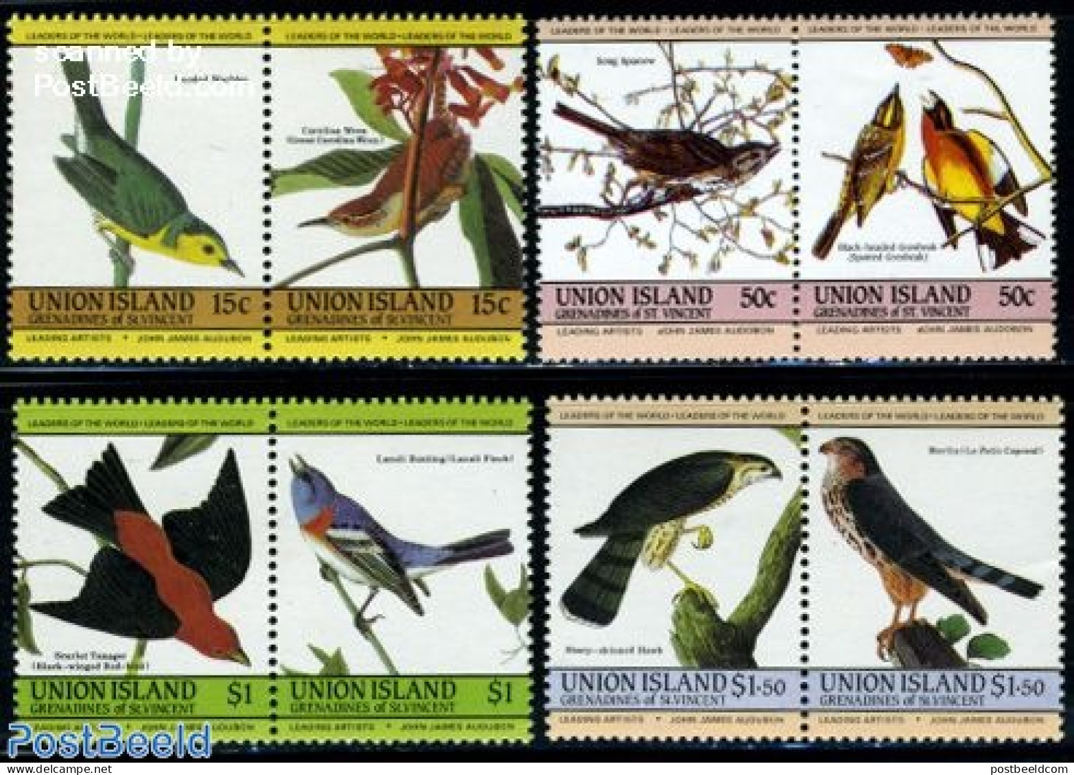 Saint Vincent & The Grenadines 1985 Audubon, Birds 8v (4x[:]), Mint NH, Nature - Birds - St.-Vincent En De Grenadines