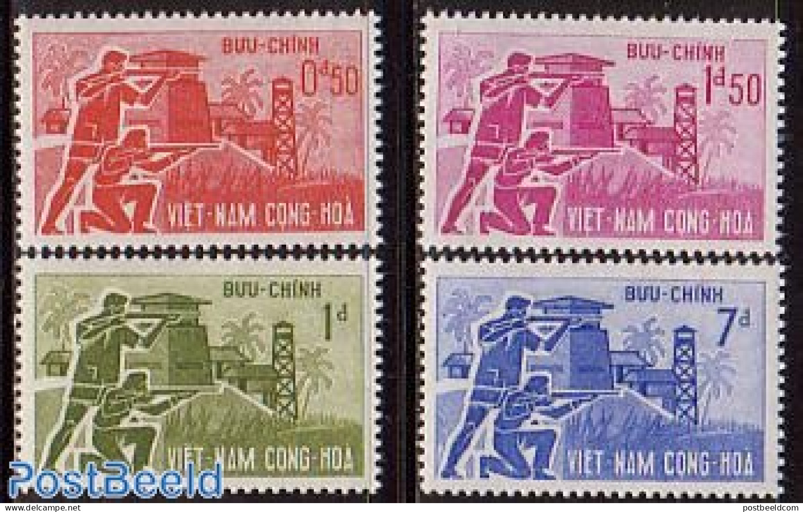 Vietnam, South 1962 Defense 4v, Mint NH, History - Militarism - Militares