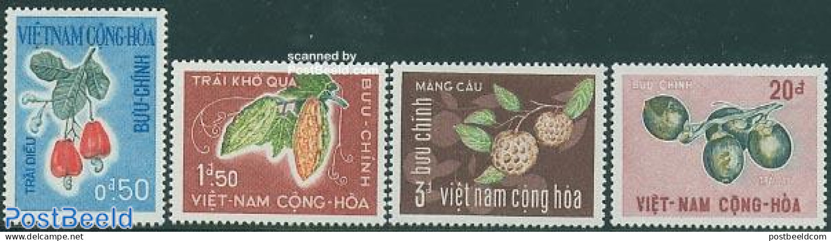 Vietnam, South 1967 Fruits 4v, Mint NH, Nature - Fruit - Fruits