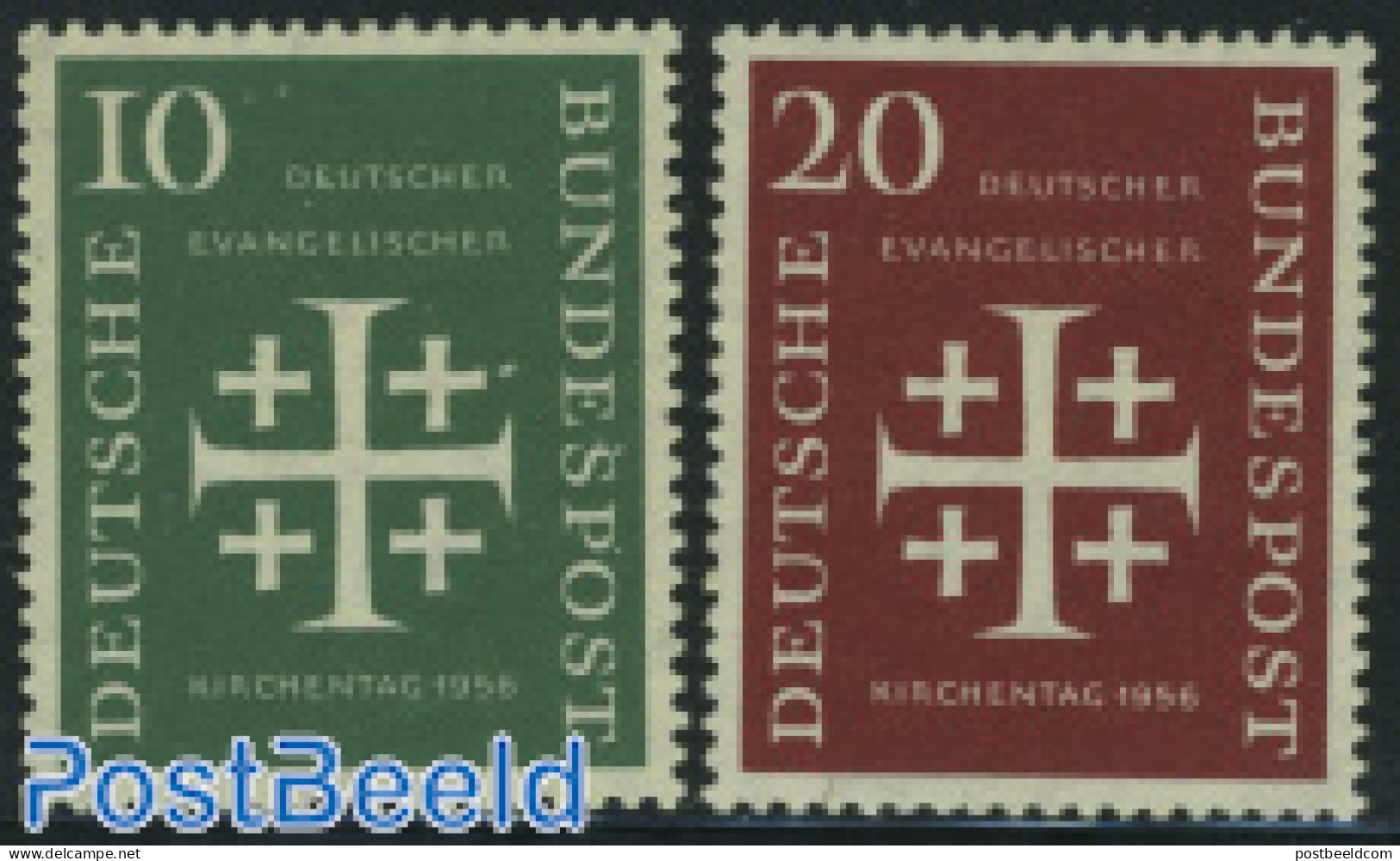 Germany, Federal Republic 1956 Evangelic Day 2v, Mint NH, Religion - Religion - Nuevos
