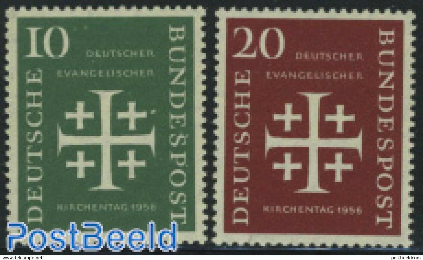 Germany, Federal Republic 1956 Evangelic Day 2v, Mint NH, Religion - Religion - Unused Stamps