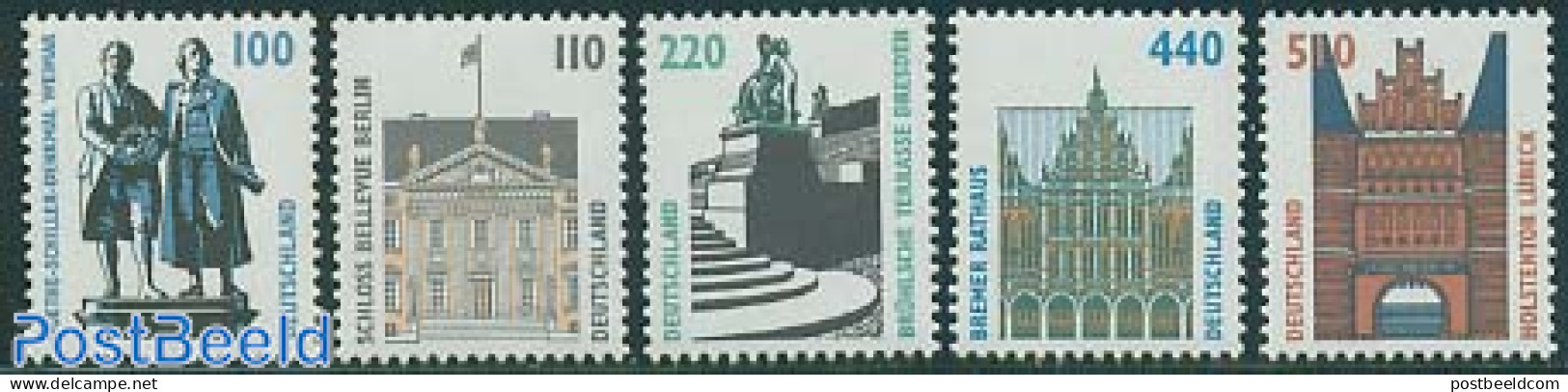 Germany, Federal Republic 1997 Definitives 5v, Mint NH, Art - Castles & Fortifications - Sculpture - Unused Stamps