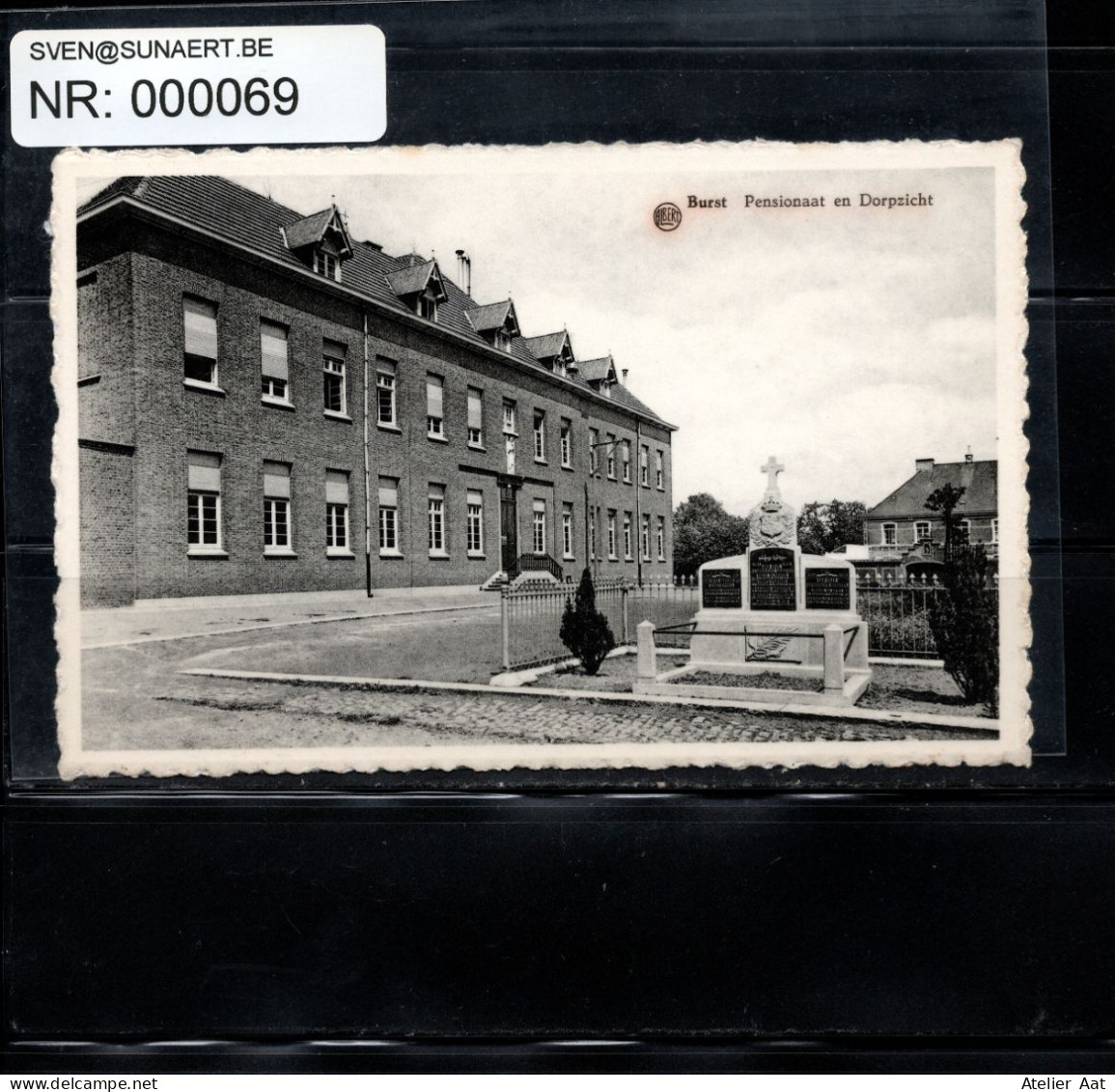 Postkaart: Burst - Pensionaat En Dorpzicht  - Beschadiging Door Verwijdering Uit Album - Erpe-Mere