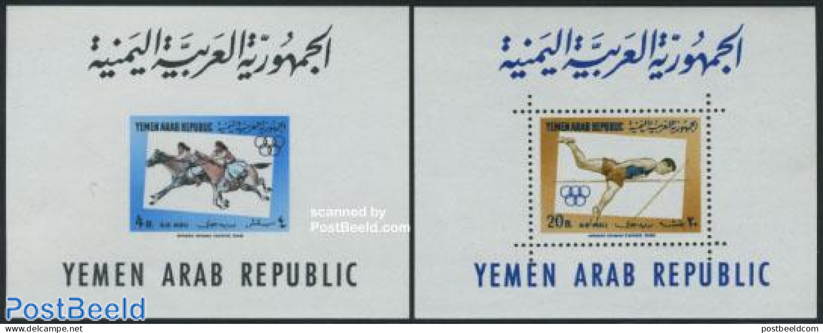 Yemen, Arab Republic 1964 Sports 2 S/s, Mint NH, Nature - Sport - Horses - Athletics - Olympic Games - Sport (other An.. - Atletica