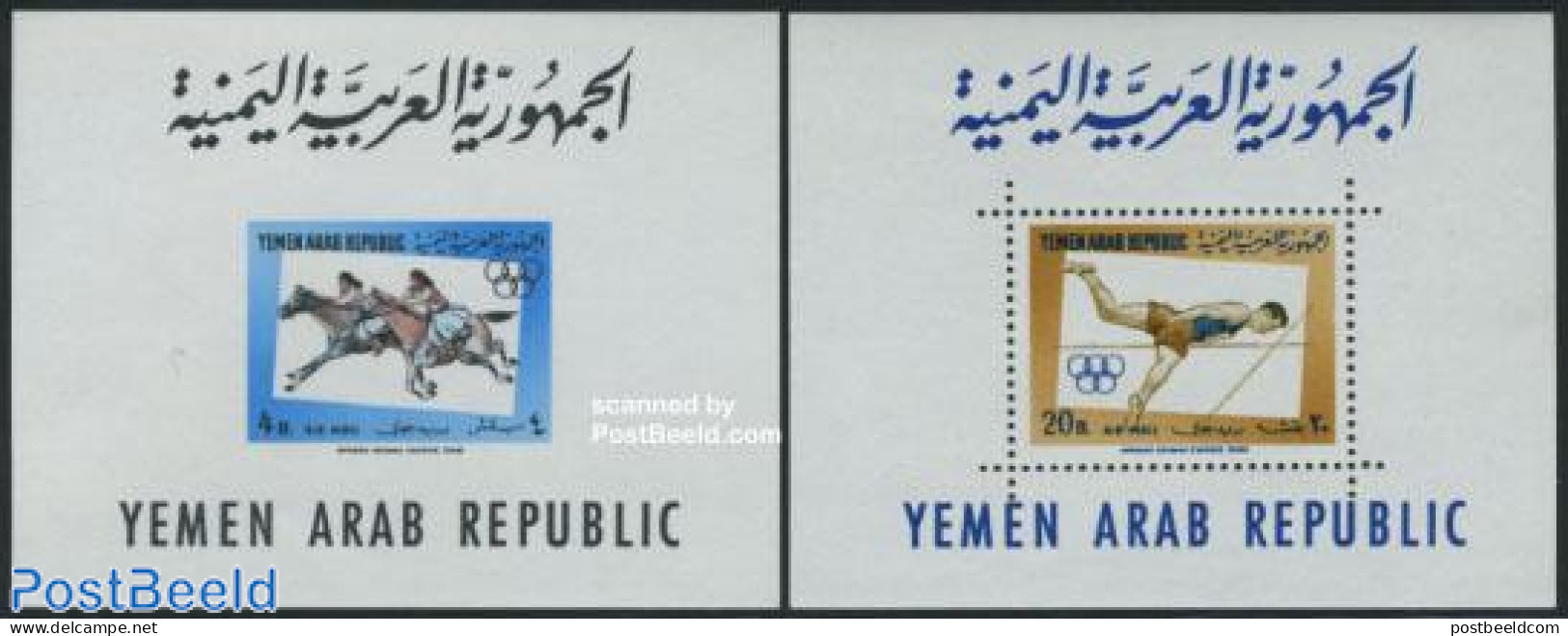 Yemen, Arab Republic 1964 Sports 2 S/s, Mint NH, Nature - Sport - Horses - Athletics - Olympic Games - Sport (other An.. - Atletismo