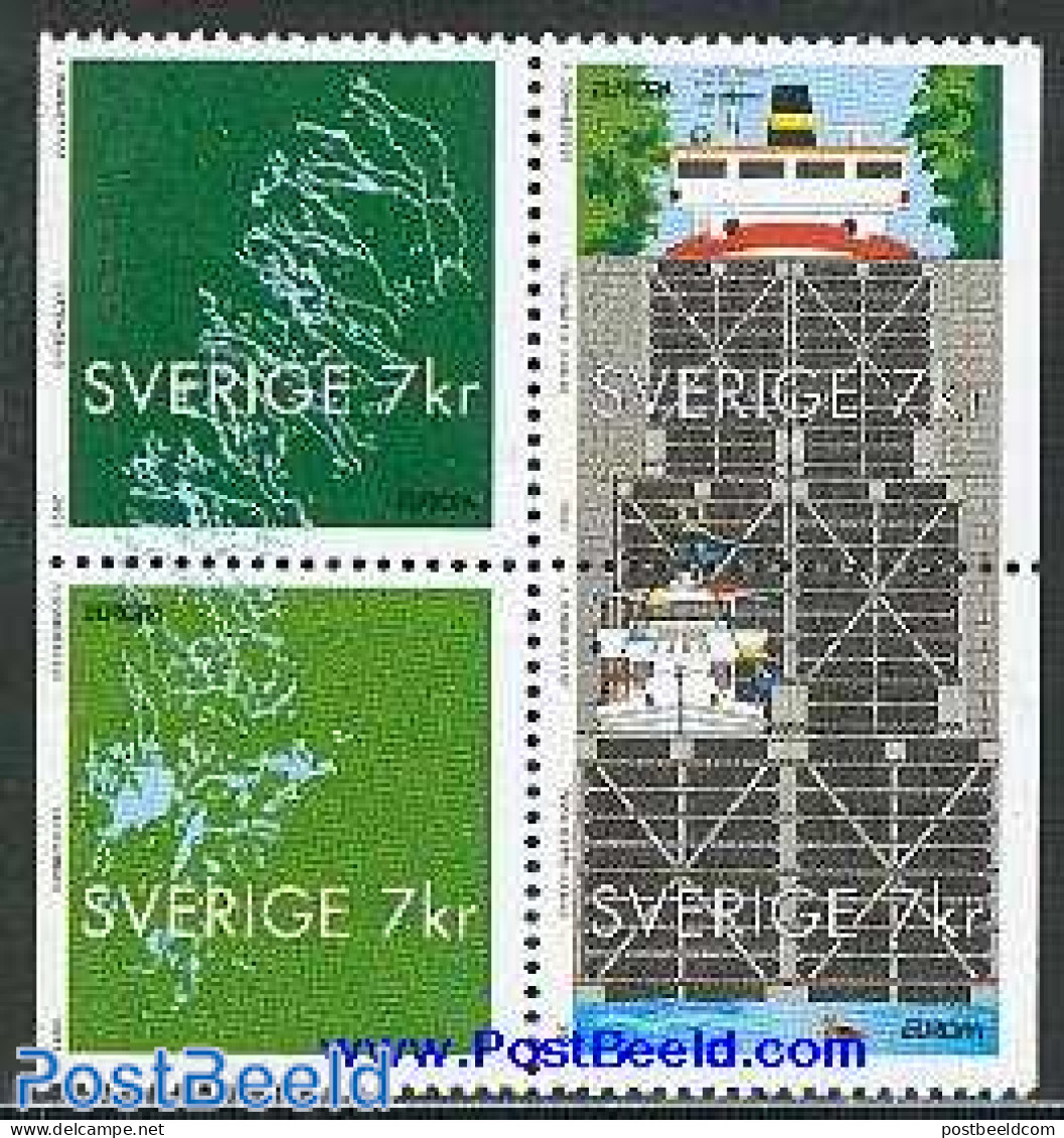Sweden 2001 Europa 4v [+], Mint NH, History - Nature - Transport - Various - Europa (cept) - Water, Dams & Falls - Shi.. - Ungebraucht