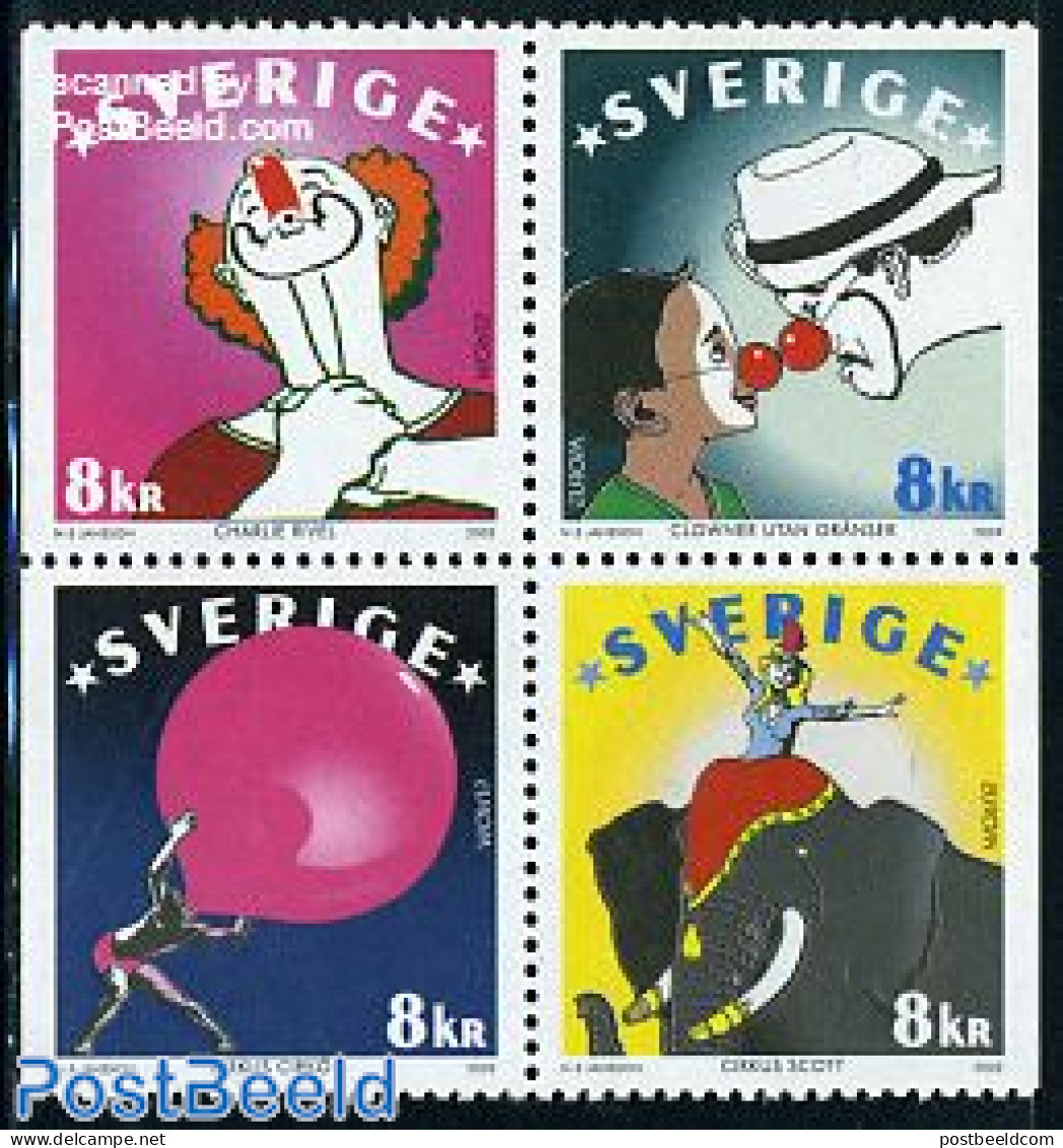 Sweden 2002 Europa, Circus 4v [+], Mint NH, History - Performance Art - Europa (cept) - Circus - Unused Stamps