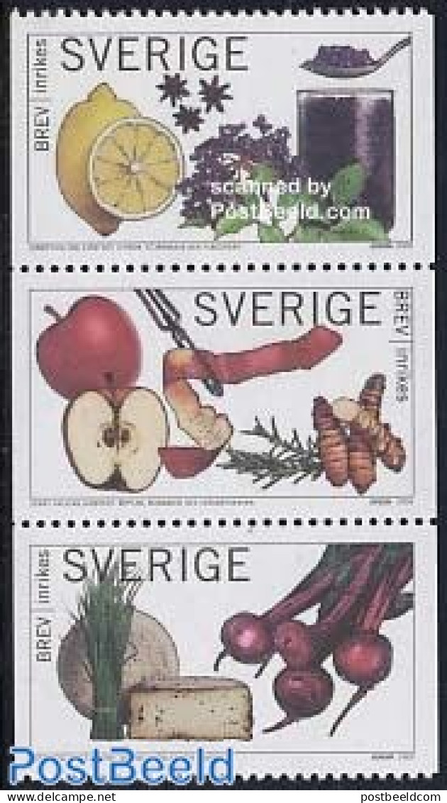 Sweden 2005 Europa, Gastronomy 3v [::], Mint NH, Health - History - Nature - Food & Drink - Europa (cept) - Fruit - Ongebruikt