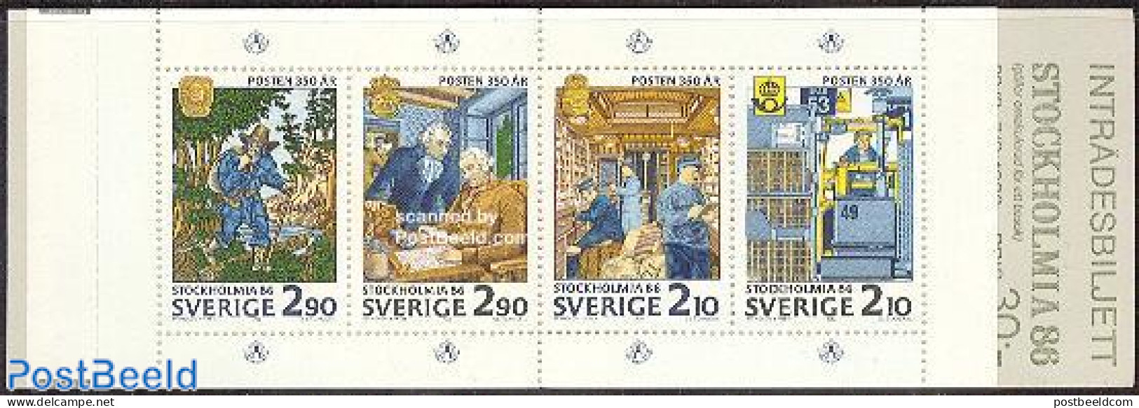 Sweden 1986 Stockholmia 4v In Booklet, Mint NH, Transport - Philately - Post - Stamp Booklets - Railways - Ongebruikt